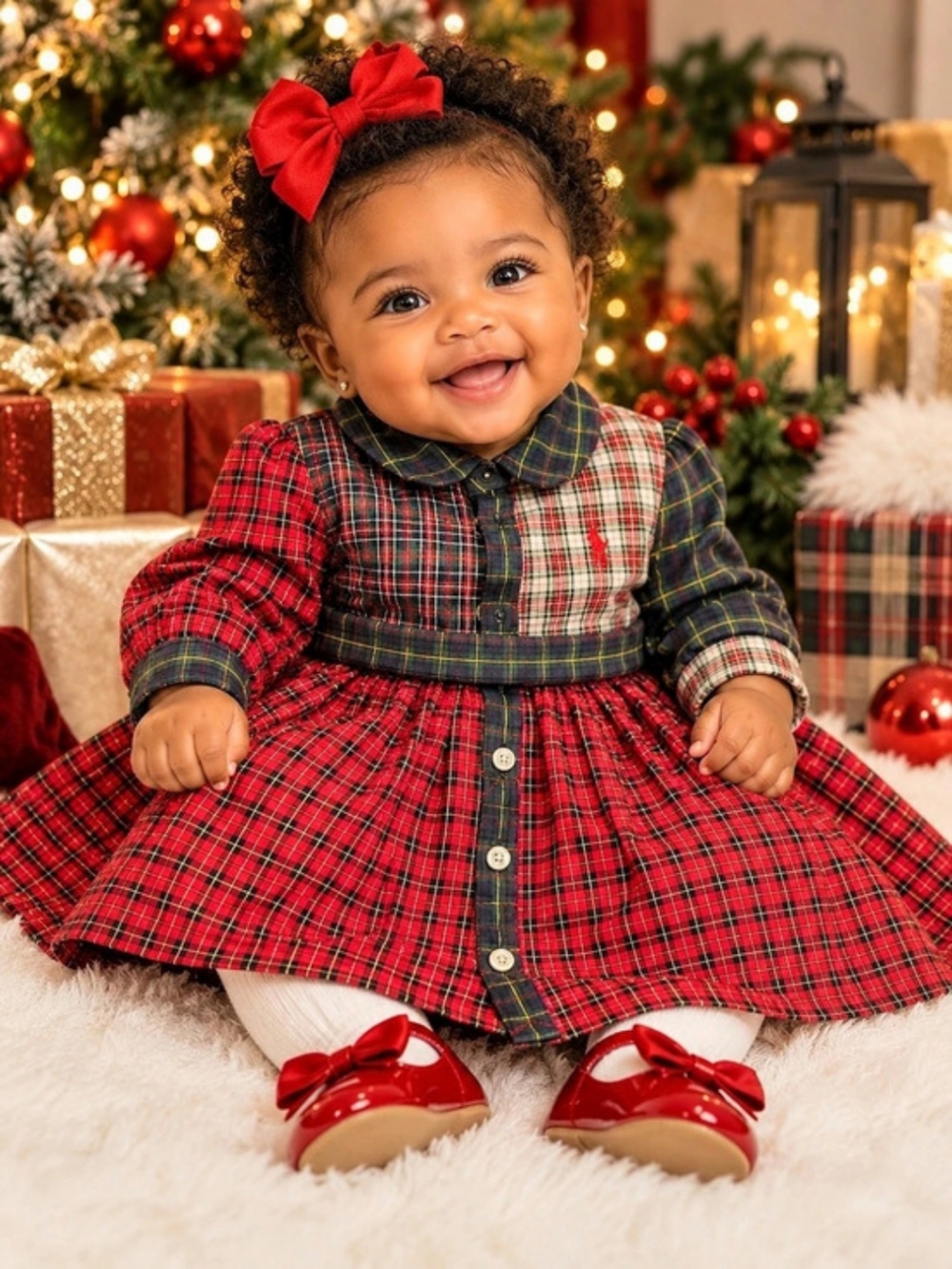Ralph Lauren Mixed Plaid Long-Sleeve Dress Baby 6M